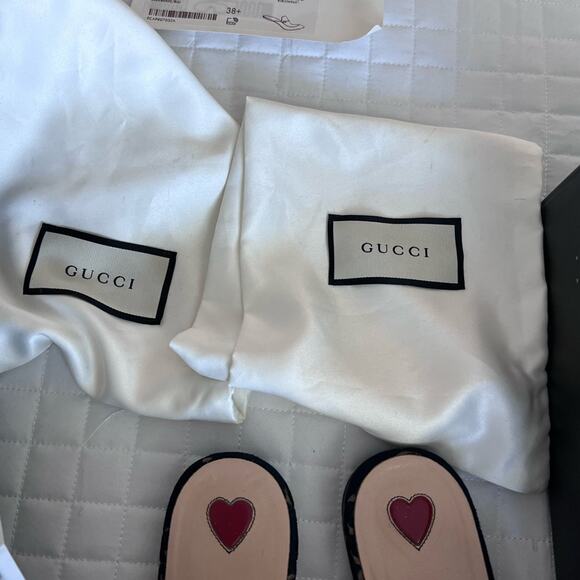 GUCCI Princetown GG velvet shoes 8.5M US sizing 38+ blue Excellent pre-owned - Picture 4 of 14